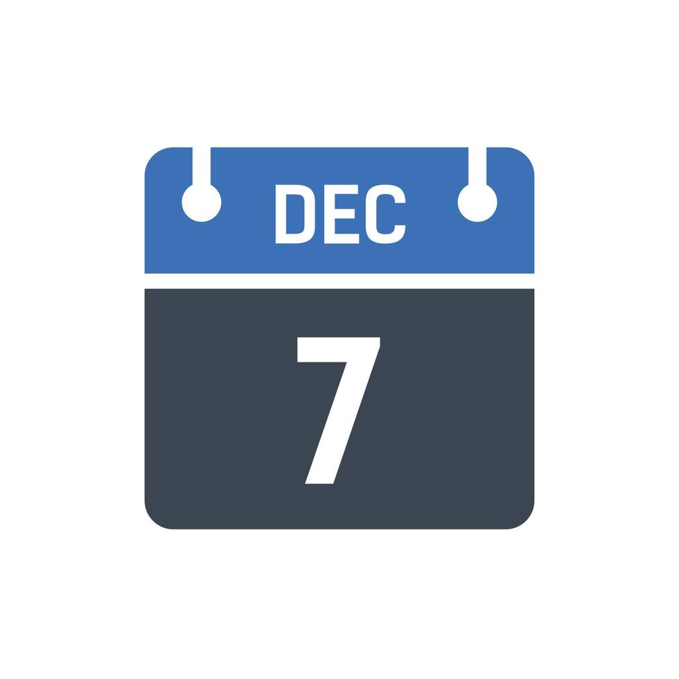 7 december datum i månaden kalender vektor