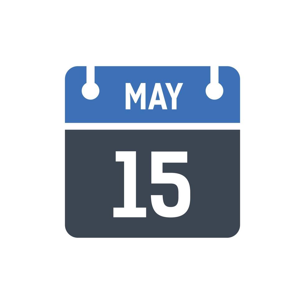 15. Mai Kalendersymbol, Datumssymbol vektor