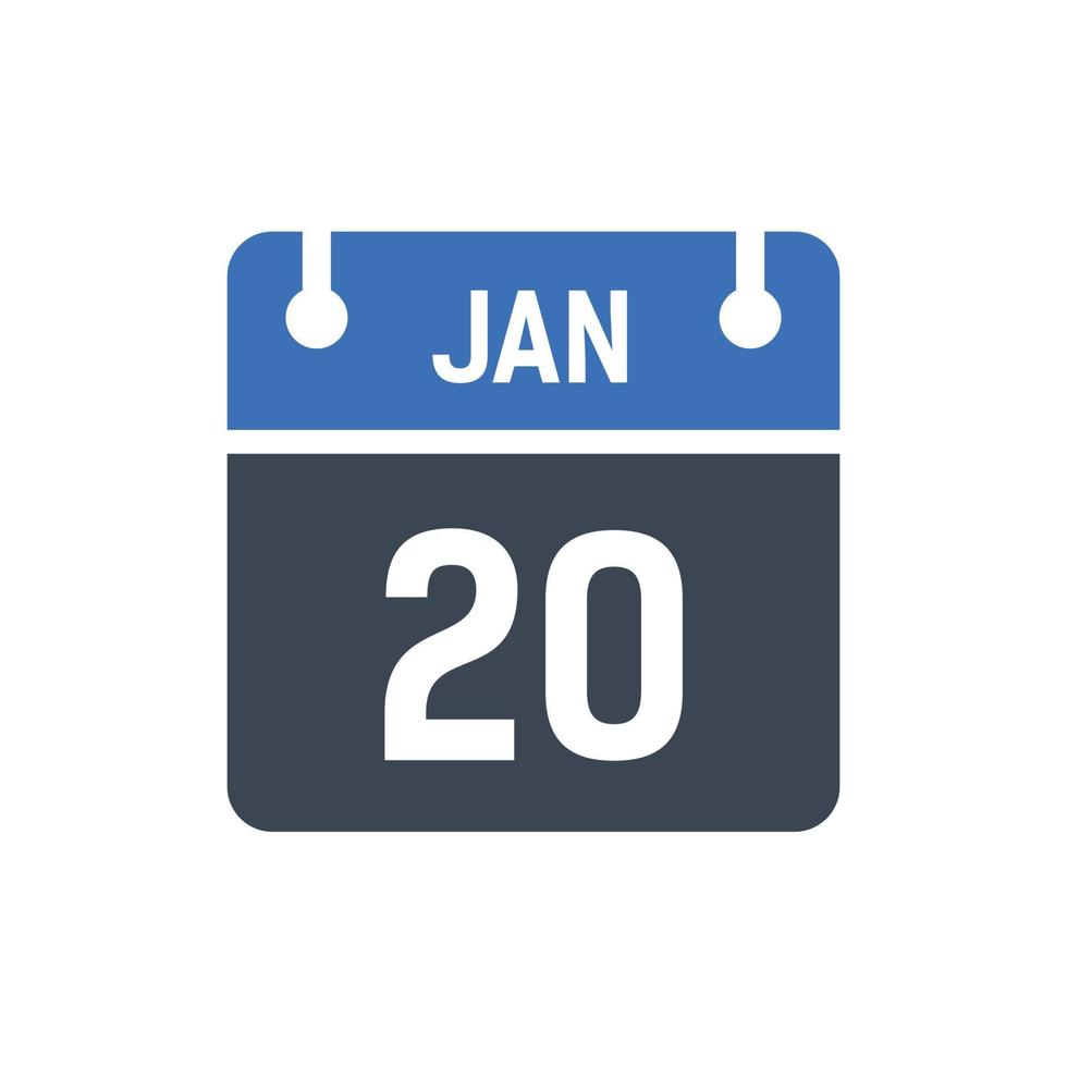 20 januari kalenderikon, datumikon vektor