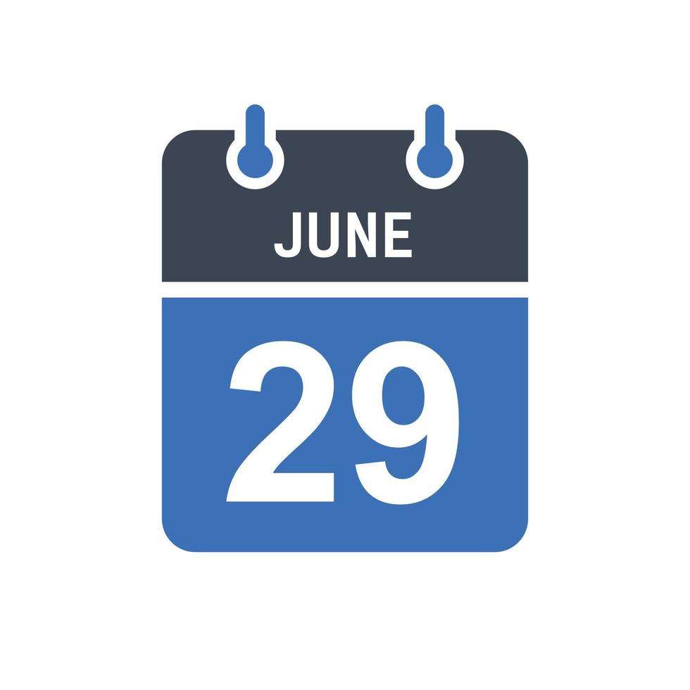 29 juni kalenderdatumikon vektor