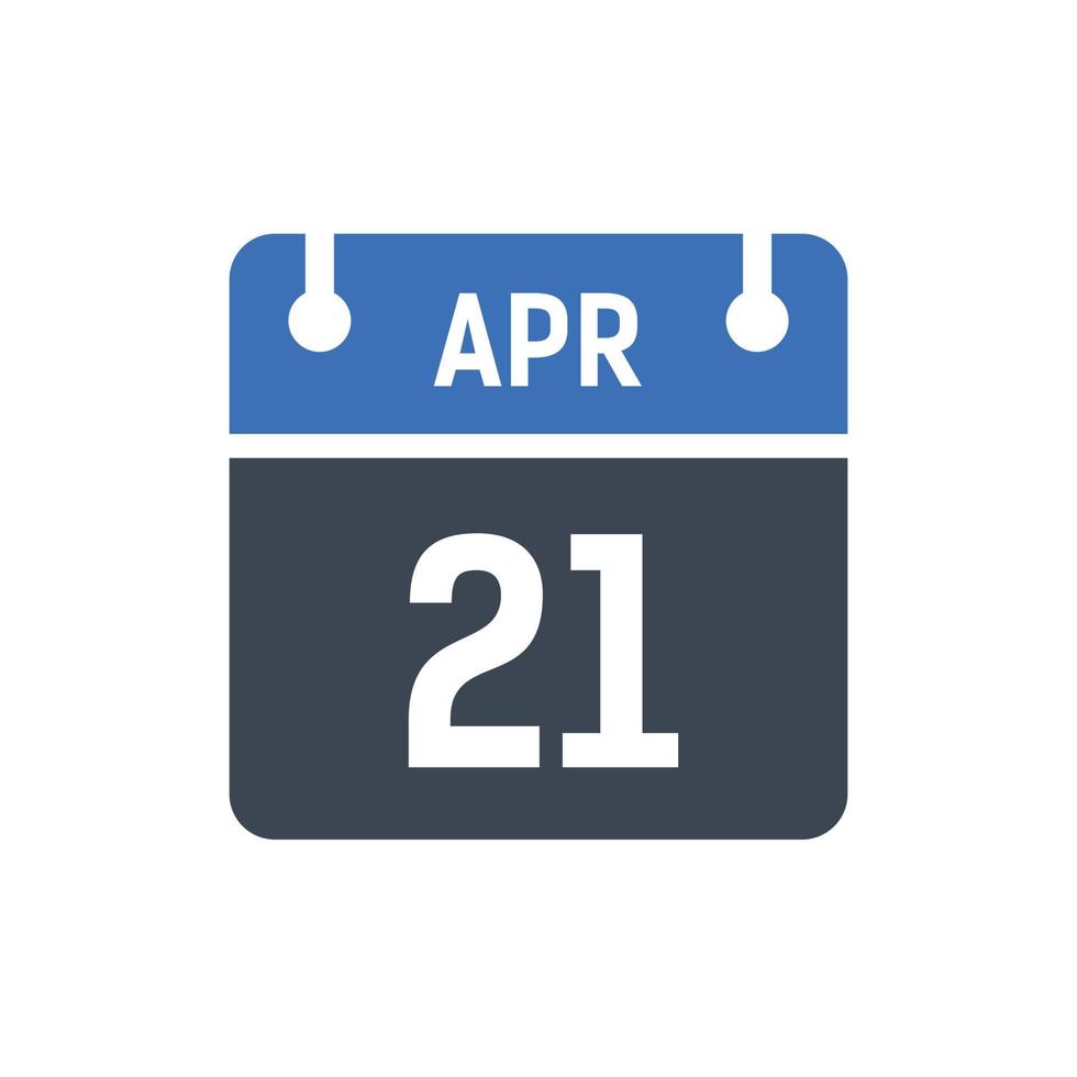 21 april kalenderdatum ikon vektor