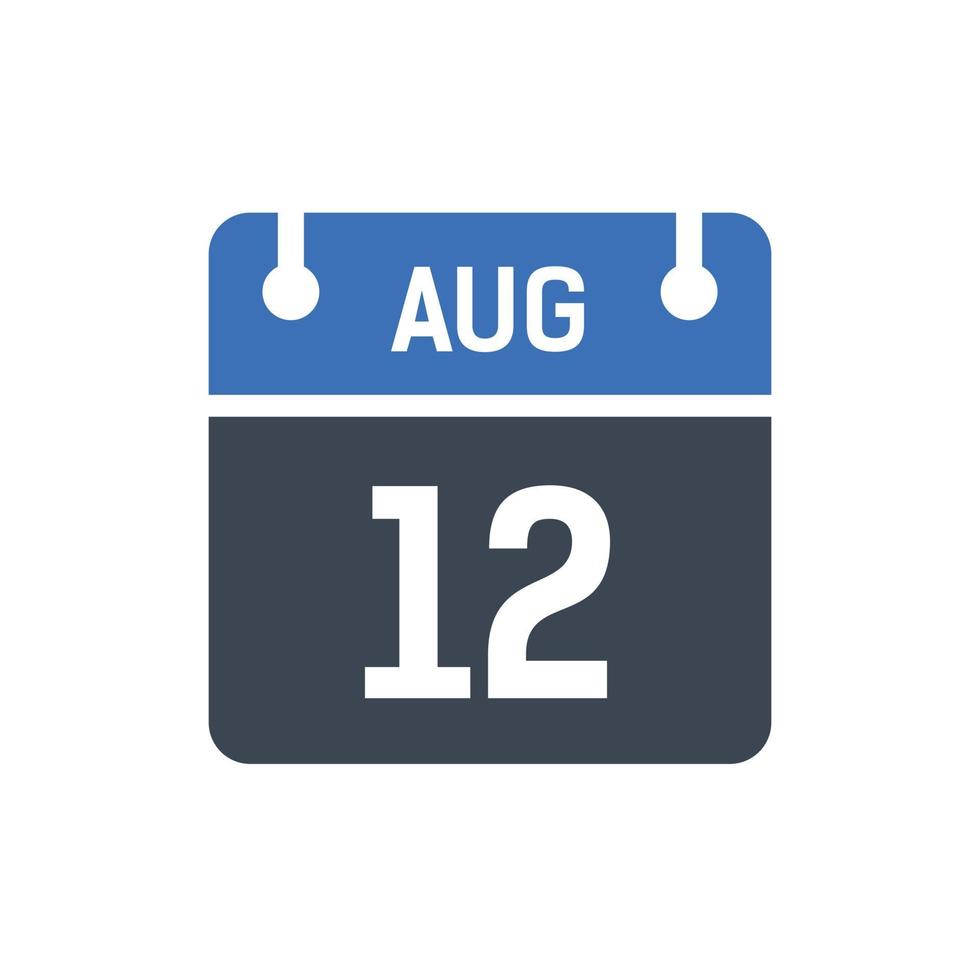 12 augusti kalender datumikon vektor
