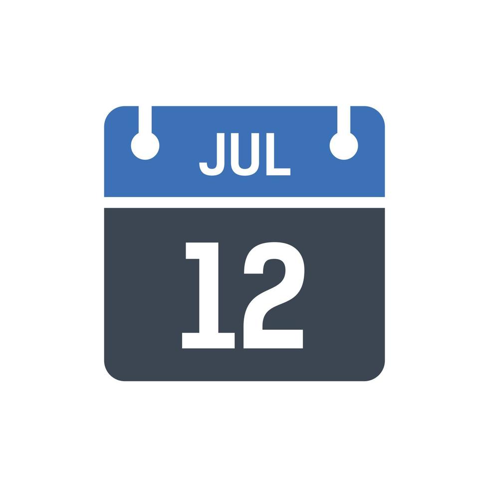 12 juli kalenderdatum ikon vektor