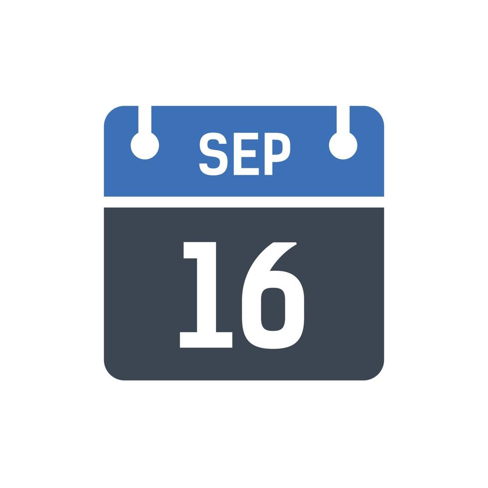 16 september datum i månaden kalender vektor