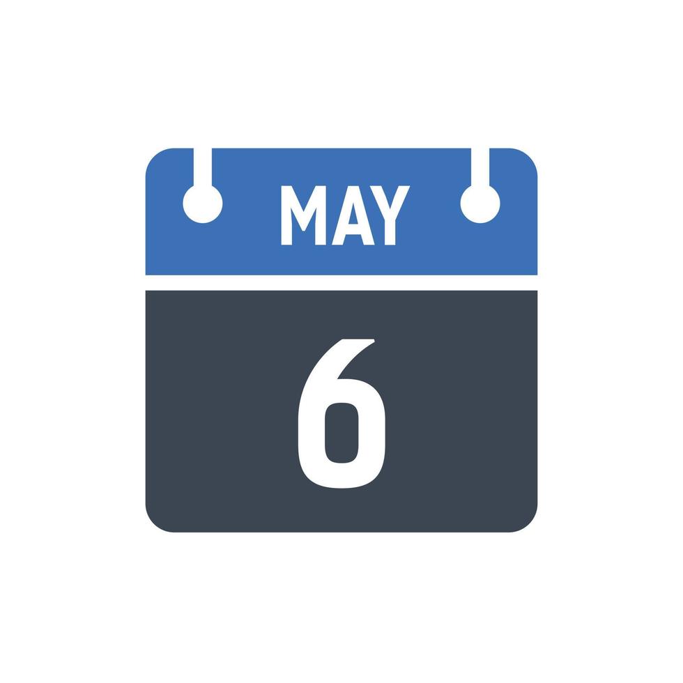 6 maj kalenderdatum i månaden vektor