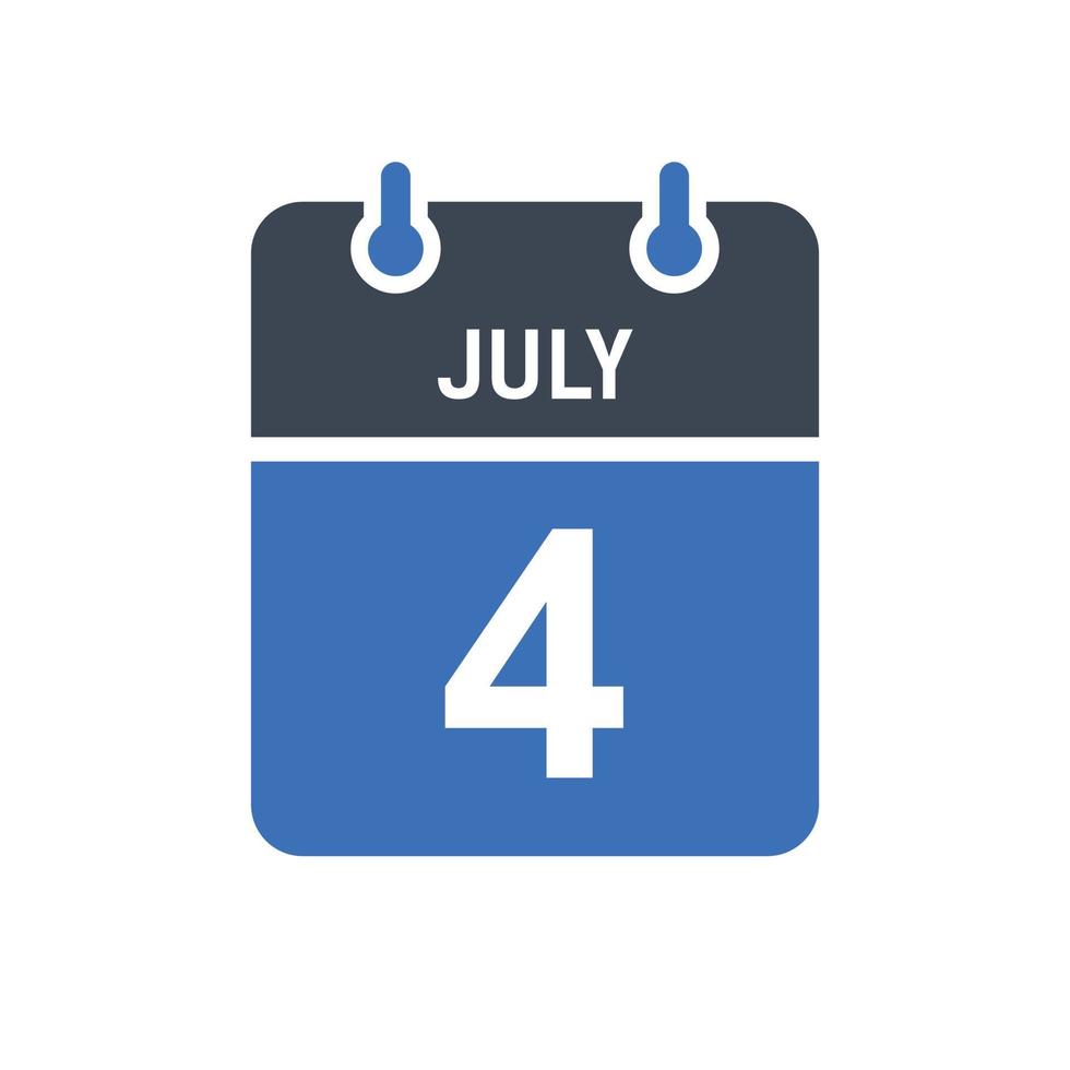 4 juli kalenderdatumikon vektor