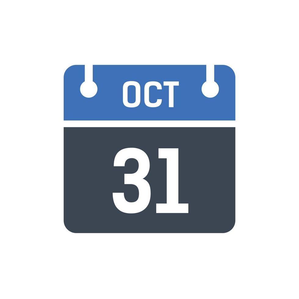 31 oktober datum i månaden kalender vektor