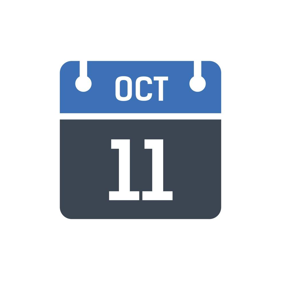 11 oktober datum i månaden kalender vektor