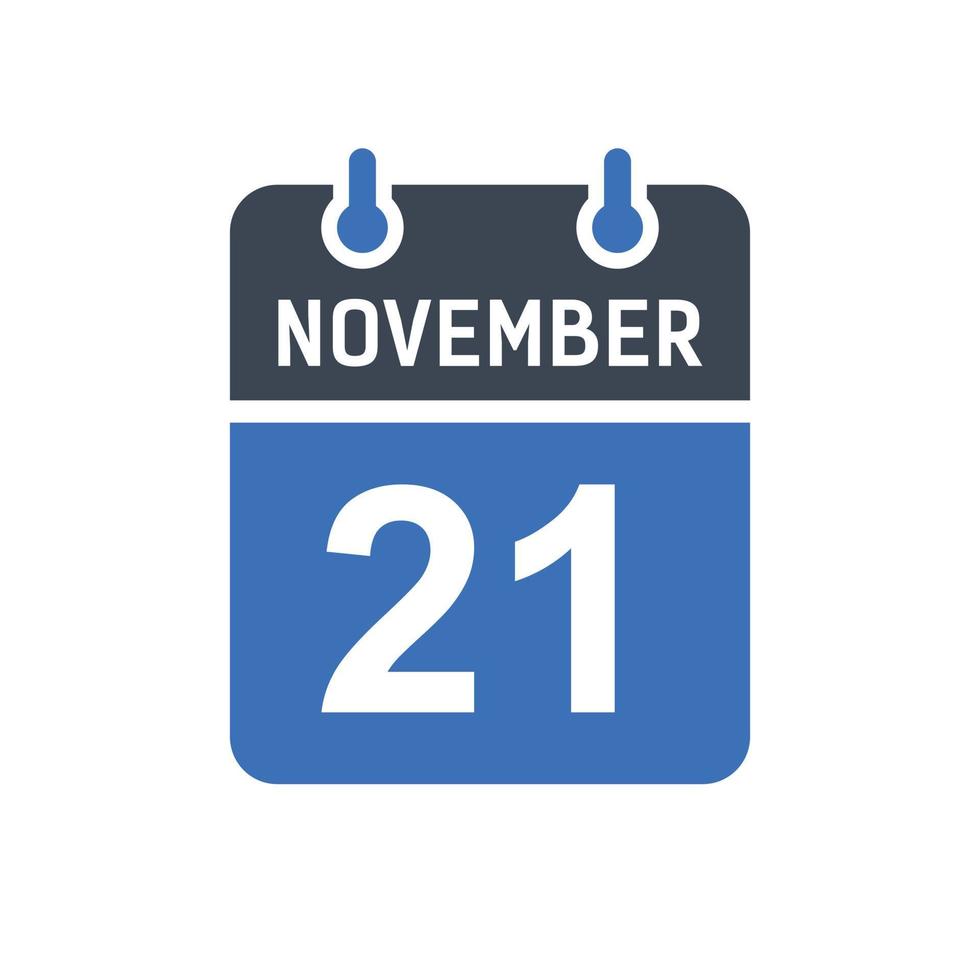 21 november kalender datumikon vektor