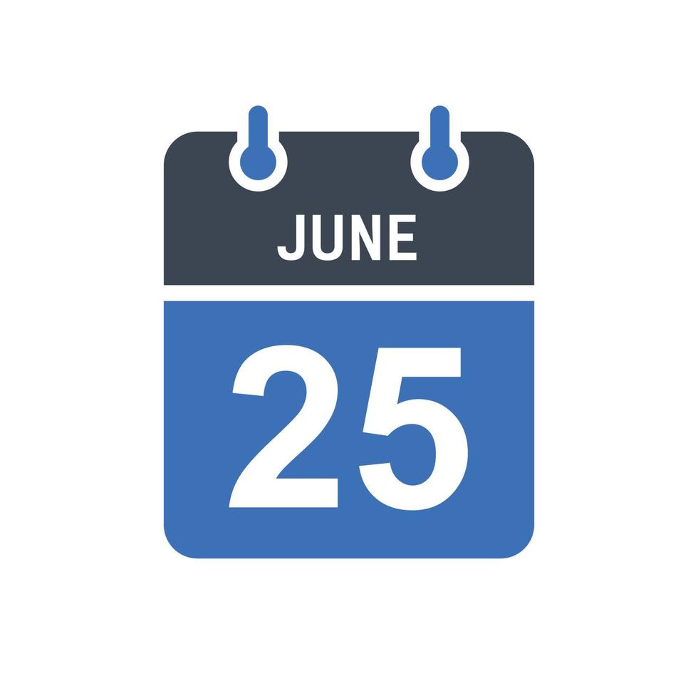 Kalenderdatumssymbol vom 25. Juni vektor
