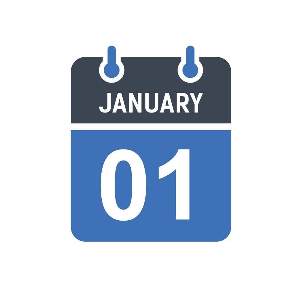 1 januari kalenderdatumikon vektor
