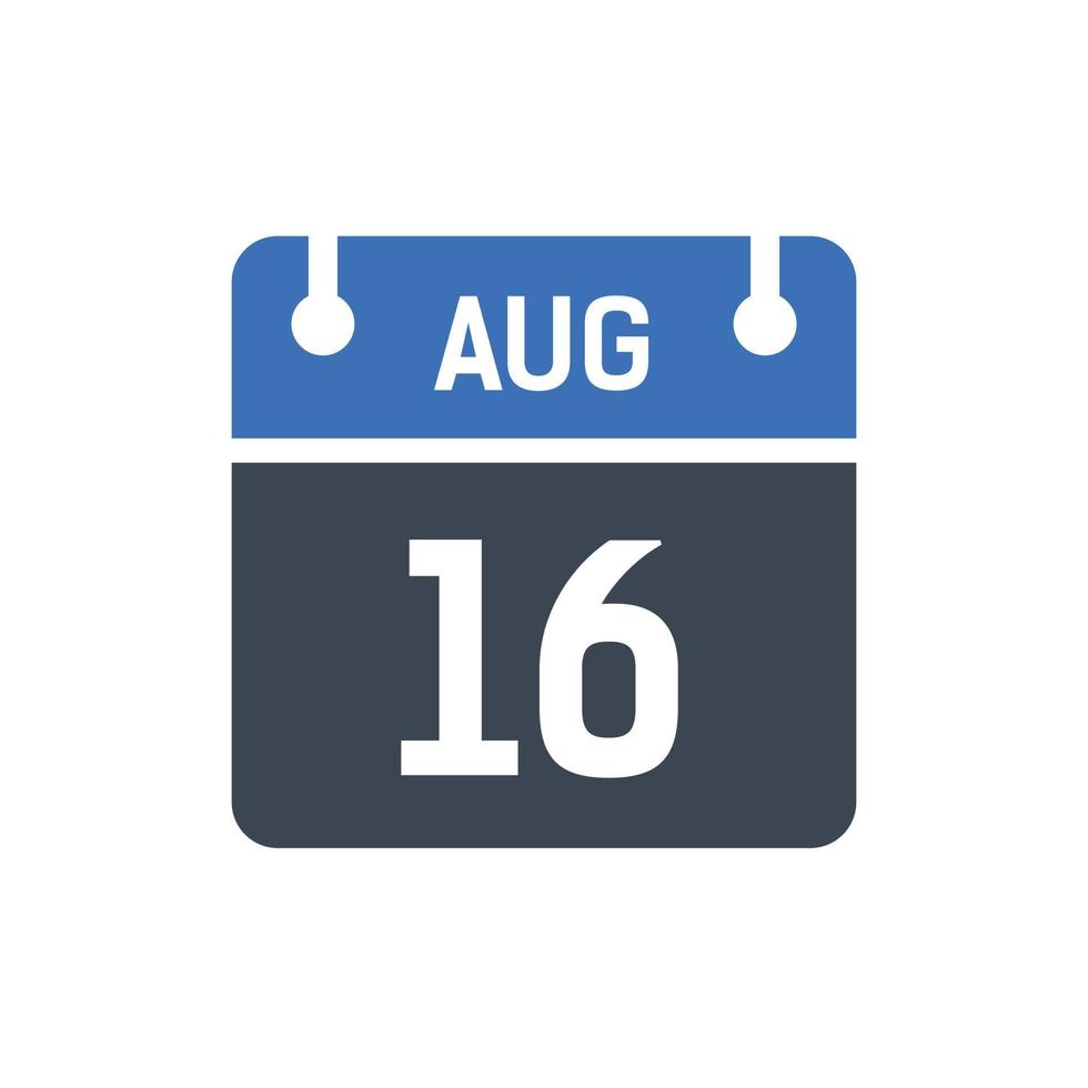 16 augusti kalenderikon, datumikon vektor