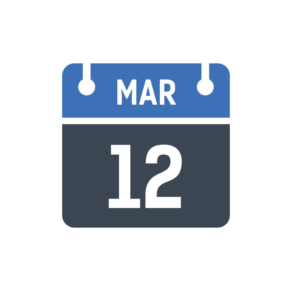 Kalenderdatumssymbol vom 12. März vektor