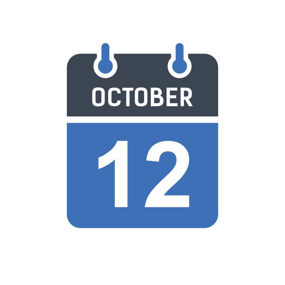 12 oktober kalenderdatumikon, händelsedatumikon, kalenderdatum, ikondesign vektor