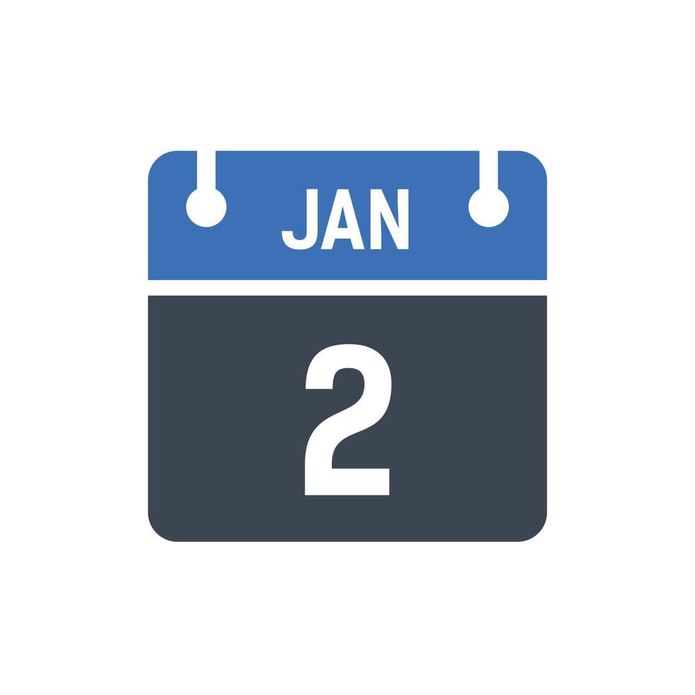 2. januar kalendersymbol, datumssymbol vektor
