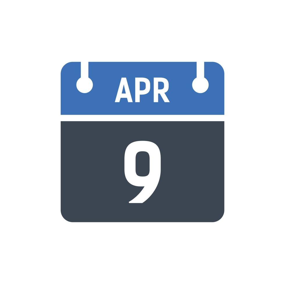 9. April Kalenderdatum Symbol vektor