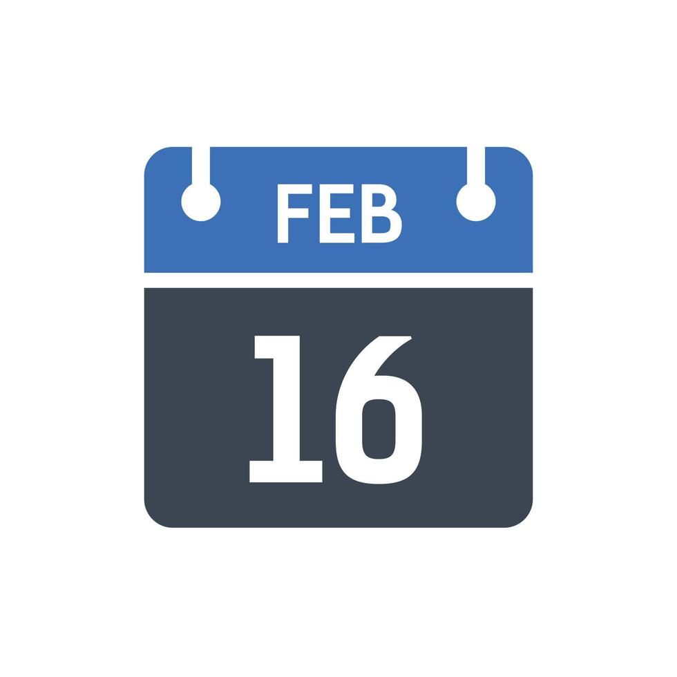 16 februari kalenderikon, datumikon vektor