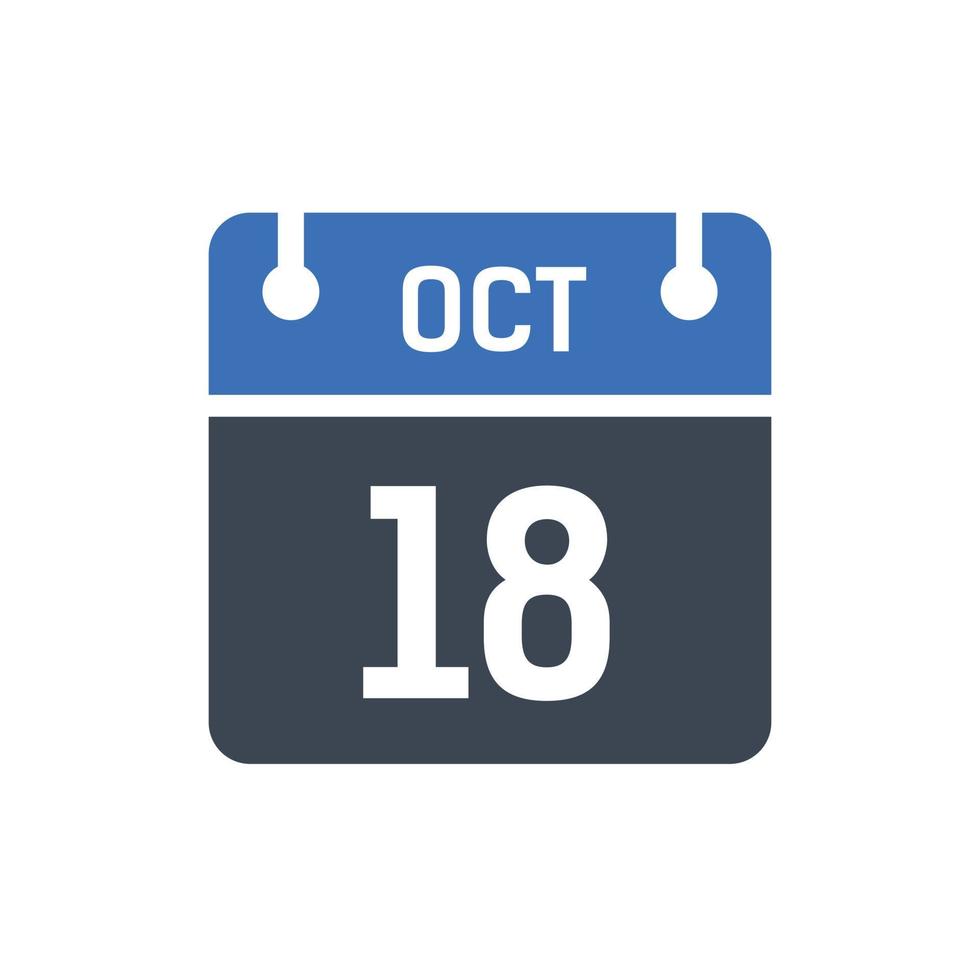 18. oktober datum des monatskalenders vektor