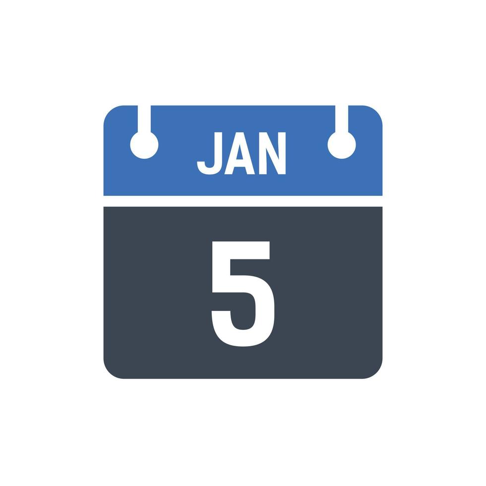 5 januari datum i månaden kalender vektor
