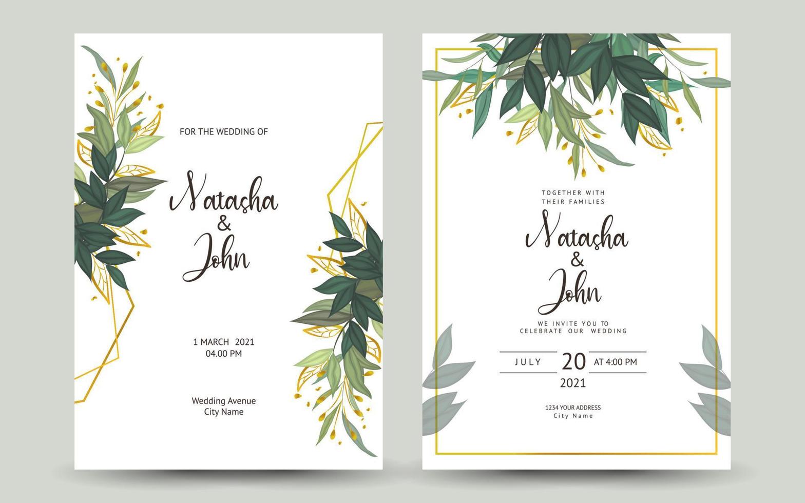 uppsättning bröllop inbjudningskort vektor