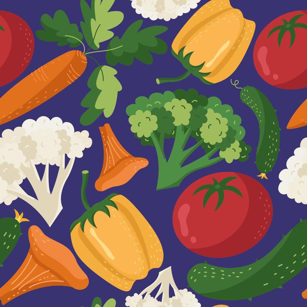 grönsaker sömlösa mönster. vektor hälsosam, kost, ekologisk mat set för din design. illustration för textil i platt stil.