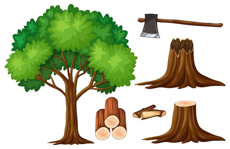 Träd och stubbe träd vektor