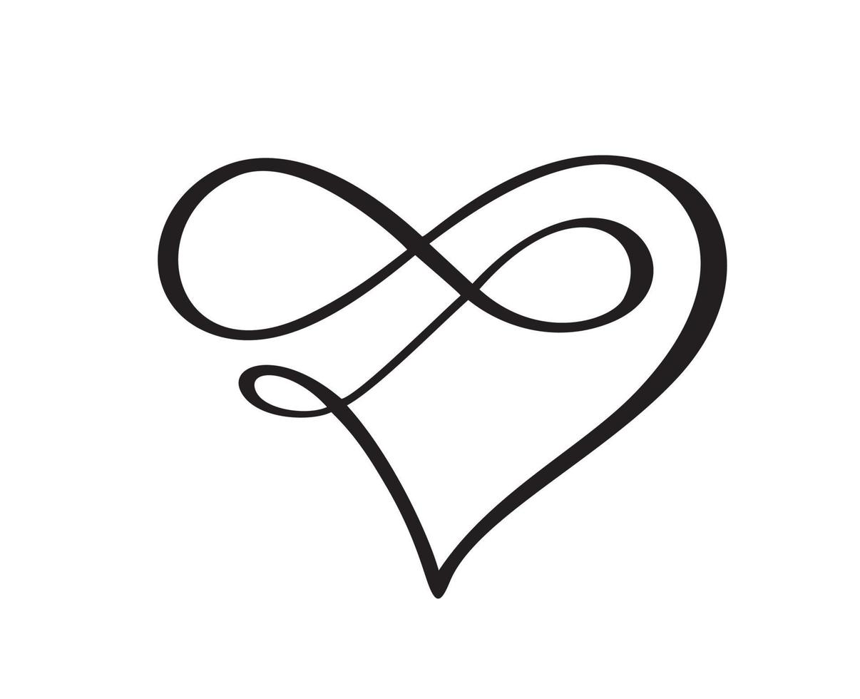 hjärta kärlek tecken för evigt logotyp vektor. oändlighet romantisk symbol kopplade, gå med, passion och bröllop. mall för t-shirt, kort, affisch. design platt element av alla hjärtans dag illustration laser cut vektor