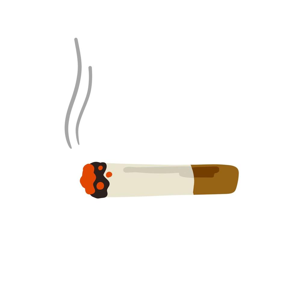 röka cigarett. dålig vana. skada och hälsa. platt tecknad illustration isolerade på vitt vektor