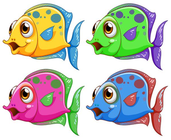 Fyra färgglada fiskar vektor