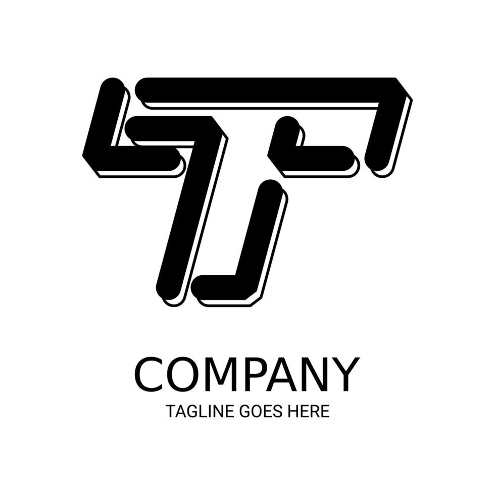 schwarzer 3d-buchstabe t-logo-design. Perfekt für T-Shirts usw. vektor
