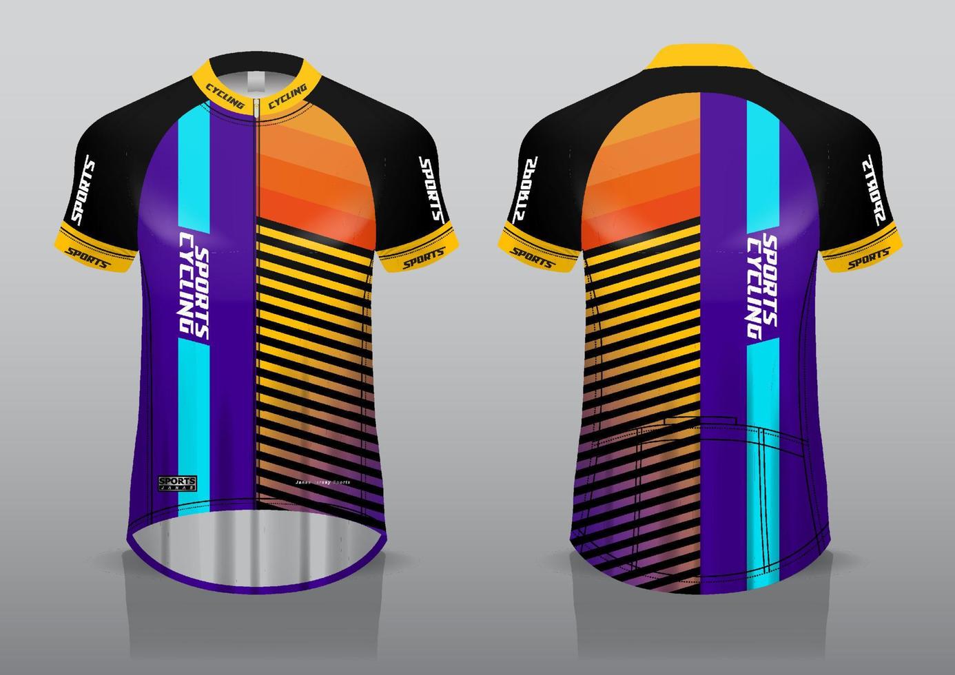 Jersey-Design für den Radsport, Vorder- und Rückansicht und einfach zu bearbeiten und auf Stoff zu drucken, Sportbekleidung für Radsportteams vektor