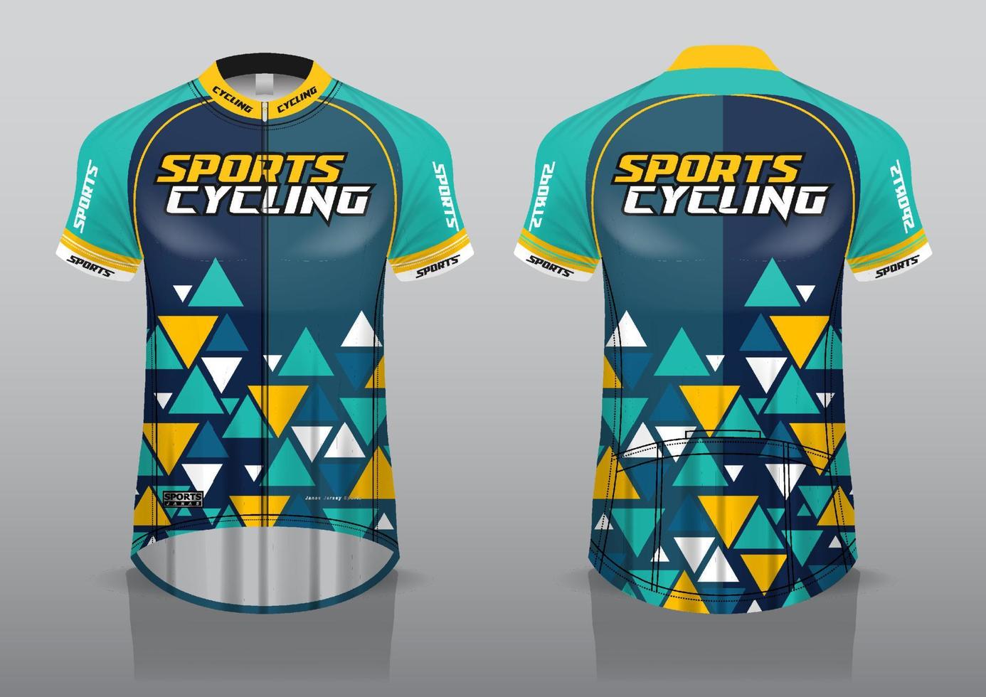 jerseydesign för cykling, framifrån och bakifrån, och lätt att redigera och skriva ut på tyg, sportkläder för cykellag vektor