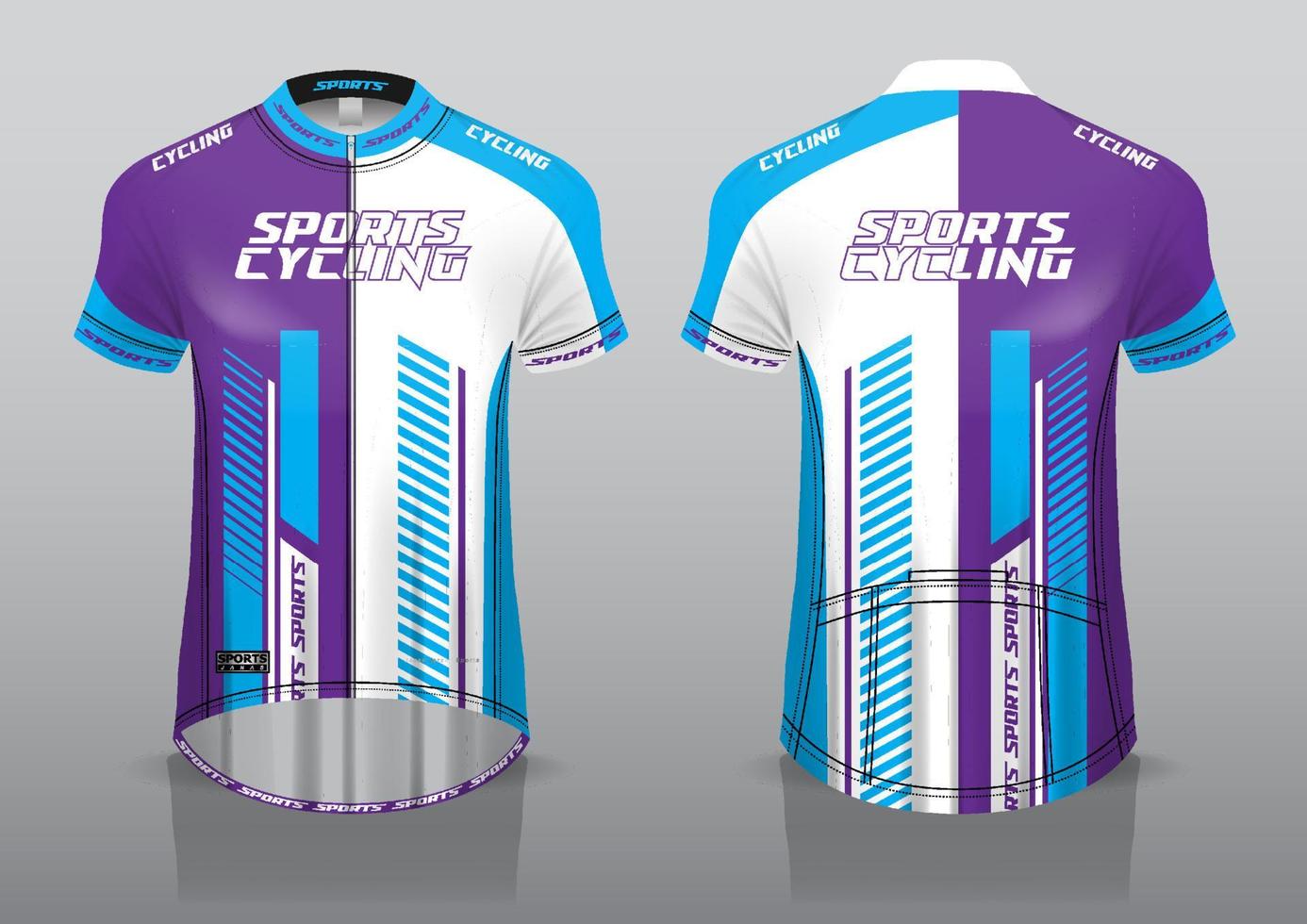 jerseydesign för cykling, framifrån och bakifrån, och lätt att redigera och skriva ut på tyg, sportkläder för cykellag vektor