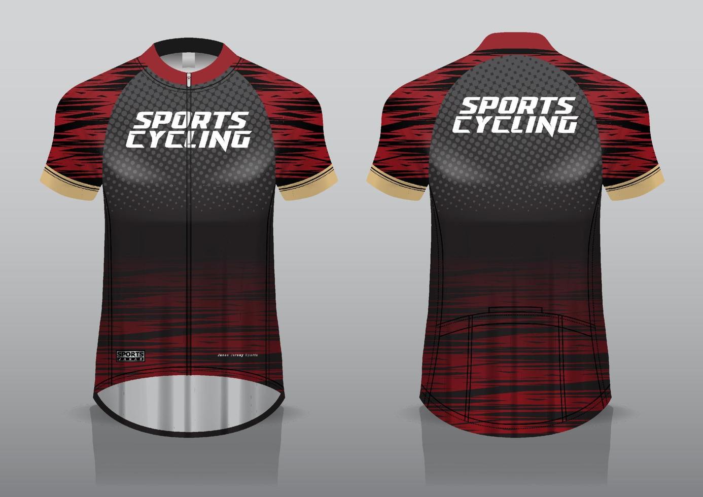 Trikot-Design für den Radsport, Vorder- und Rückansicht, schicke Uniform und einfach zu bearbeiten und zu drucken, Radsport-Teamuniform vektor