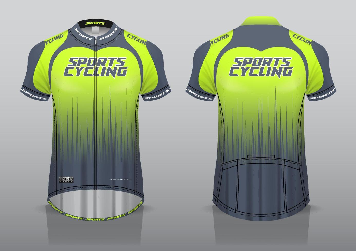 jerseydesign för cykling, framifrån och bakifrån, och lätt att redigera och skriva ut på tyg, sportkläder för cykellag vektor