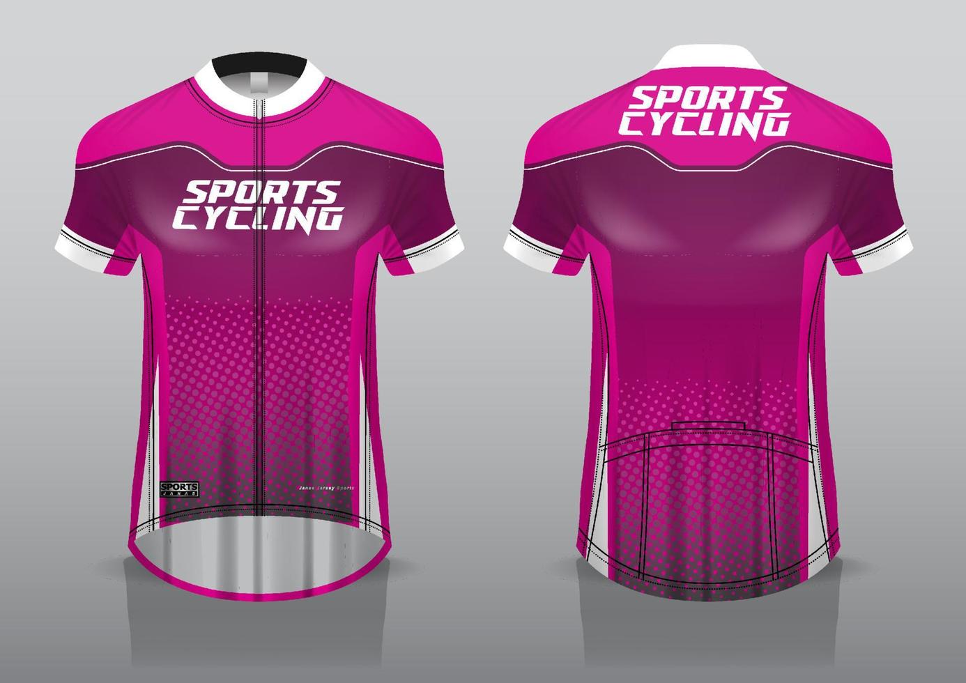 Trikot-Design für den Radsport, Vorder- und Rückansicht, schicke Uniform und einfach zu bearbeiten und zu drucken, Radsport-Teamuniform vektor