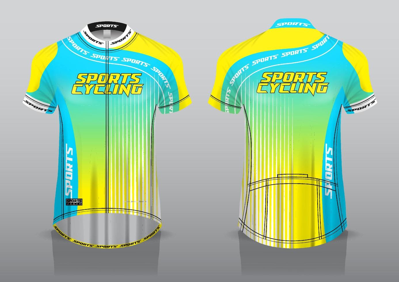jersey cykling mall design framifrån och bakifrån av t-shirt uniform vektor