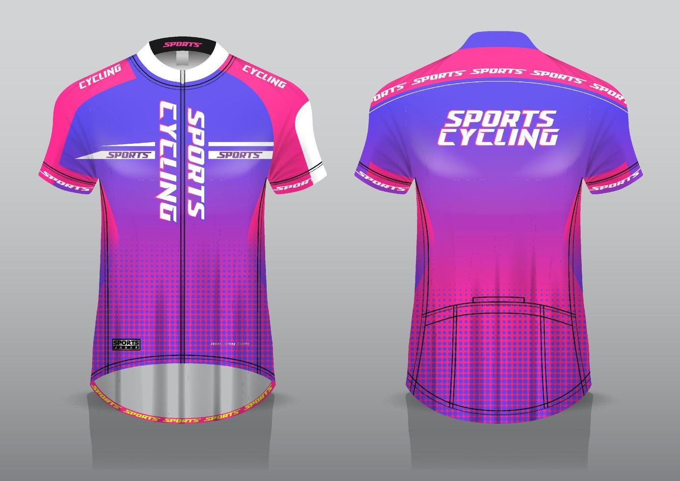 Jersey-Design für den Radsport, Vorder- und Rückansicht und einfach zu bearbeiten und auf Stoff zu drucken, Sportbekleidung für Radsportteams vektor