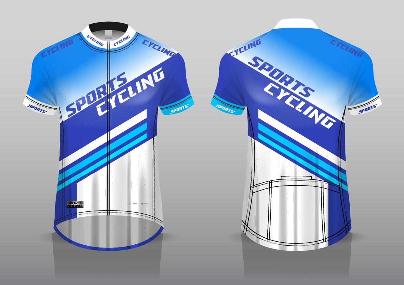 jerseydesign för cykling, framifrån och bakifrån, och lätt att redigera och skriva ut på tyg, sportkläder för cykellag vektor