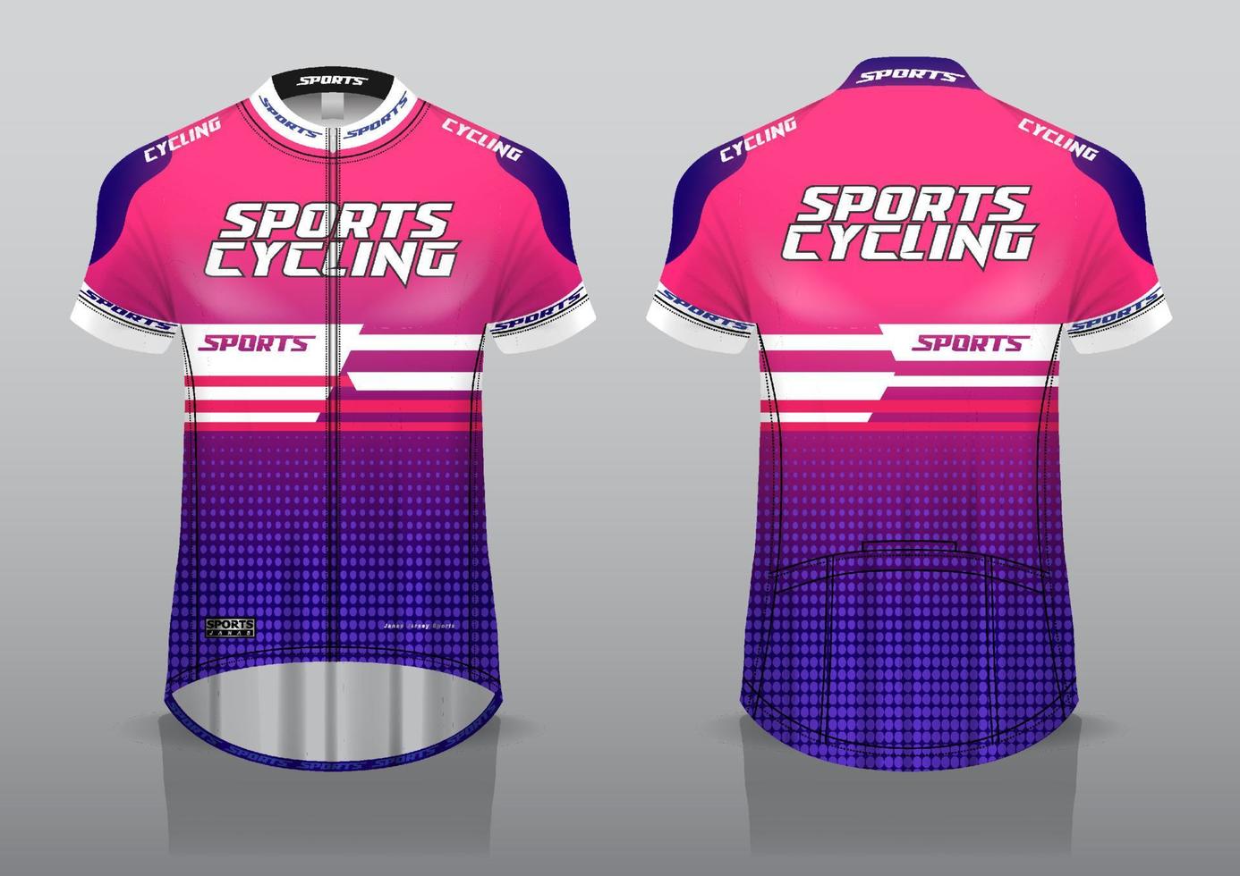 jersey cykling mall design framifrån och bakifrån av t-shirt uniform vektor