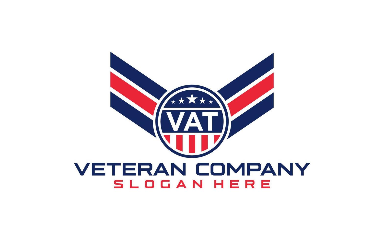 veteranen patriot flag emblem flügel logo design vektor