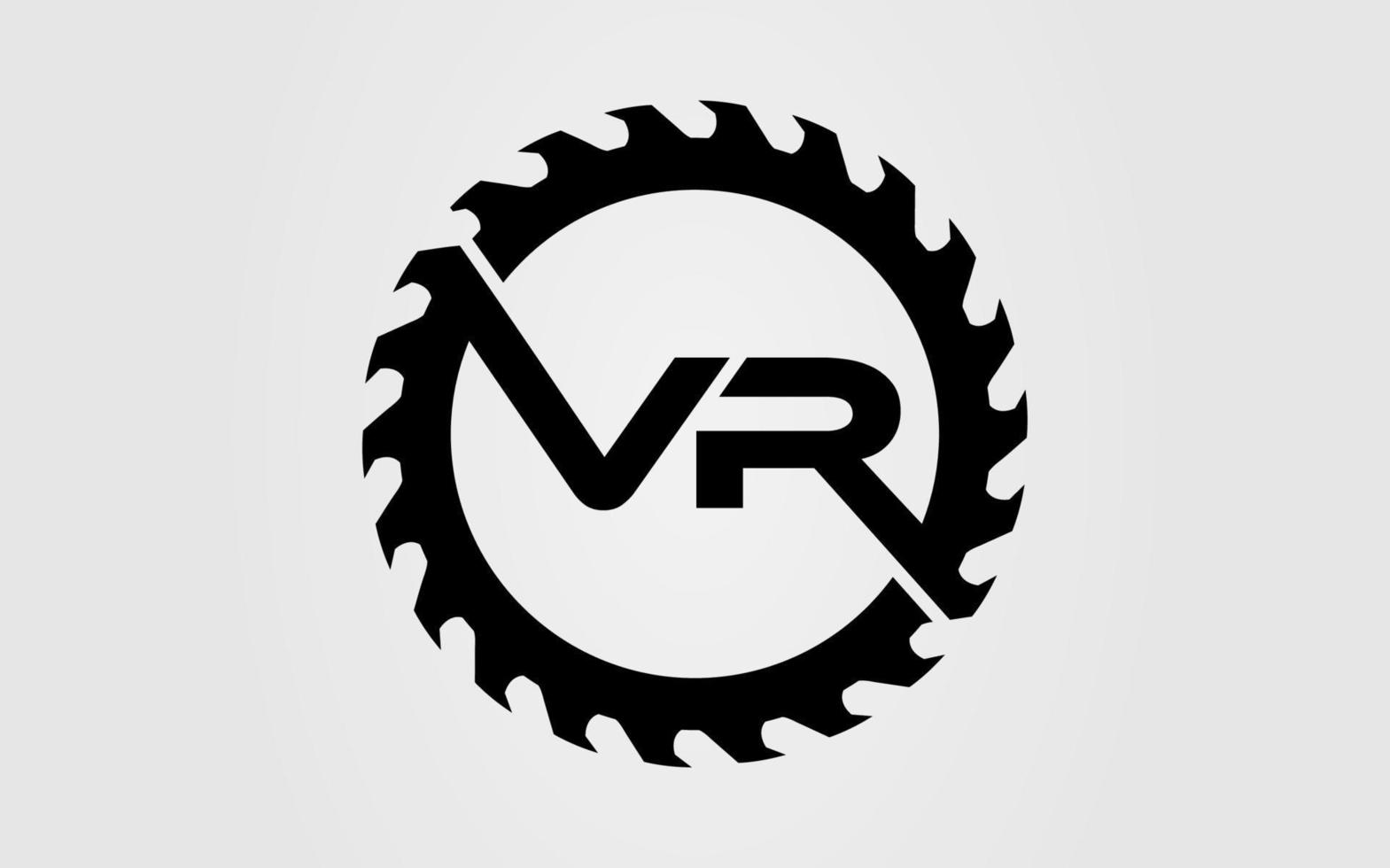 logo initial vr mit kreissäge symbol vorlage vektor