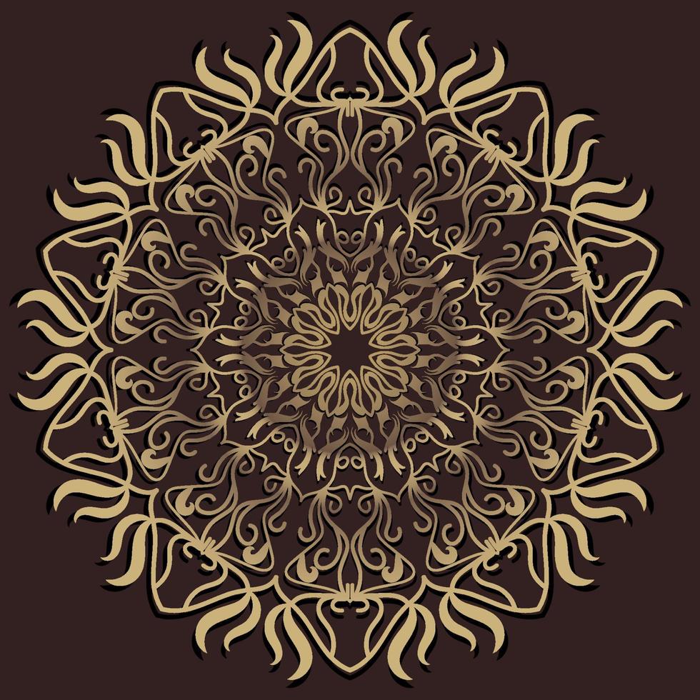 goldene farbe des mandala-ornament- oder blumenhintergrunddesigns. vektor