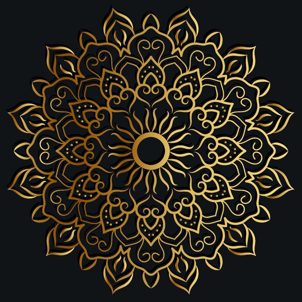 goldene farbe des mandala-ornament- oder blumenhintergrunddesigns. vektor