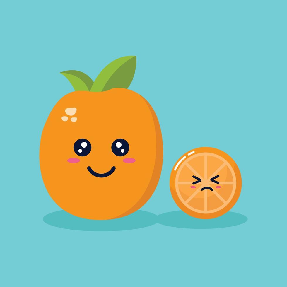 niedliche orange fruchtcharakterillustration vektor