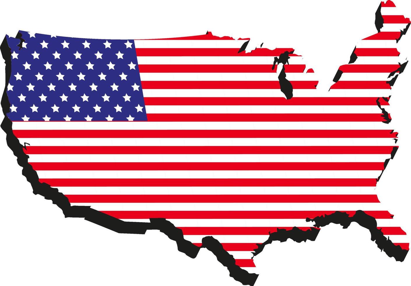 3D isometrisk USA-flagga i Amerika karta vektor