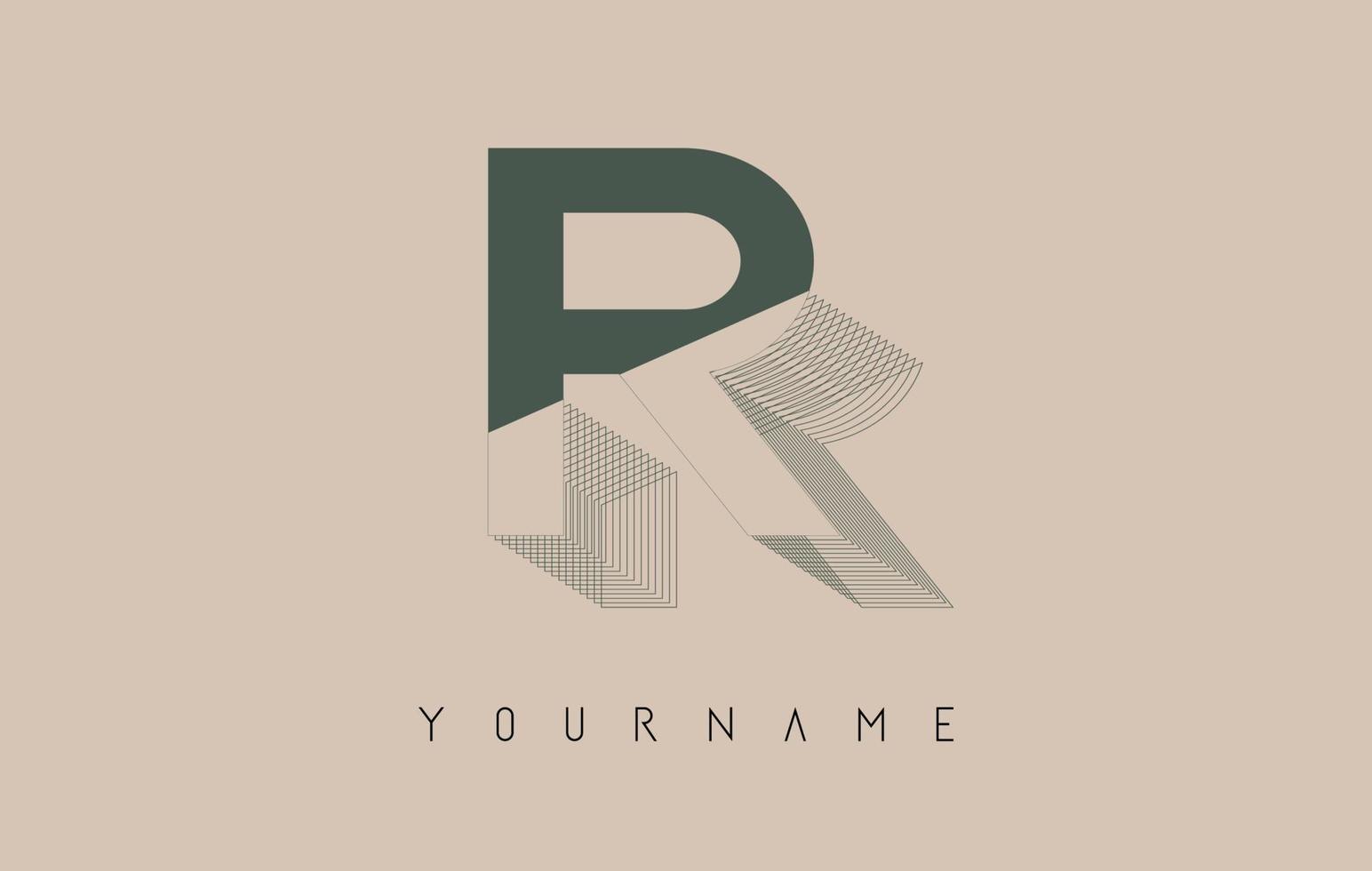 Wireframe r-Buchstaben-Logo-Design in zwei Farben. kreative vektorillustration mit verdrahtetem, gespiegeltem umrissrahmen. vektor