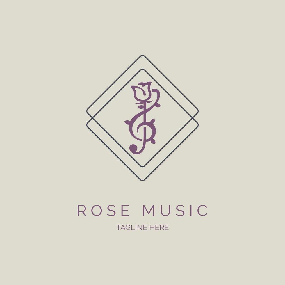 ros blomma musik symbol notation logotyp designmall för varumärke eller företag och andra vektor