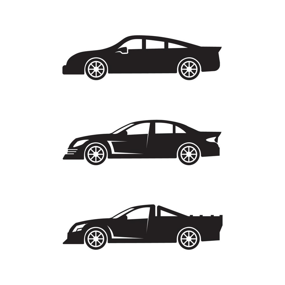 Autoikonen und Vektorlogoautos für Reise-LKW-Bus und andere Transportvektorzeichen entwerfen Illustration vektor