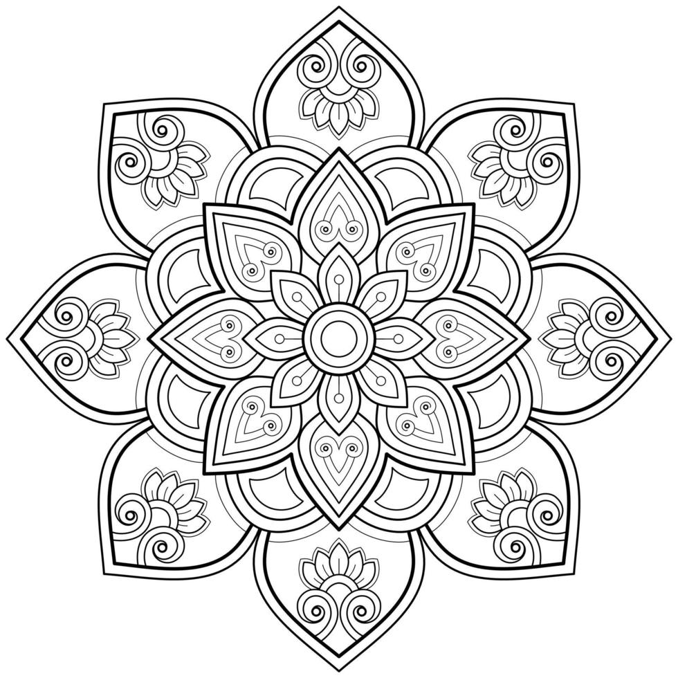 Vektor abstrakte Mandala-Muster. Kunst an der Wand. Malbuch Spitzenmuster das Tattoo. Design für ein Tapetenfarbenhemd und Fliesenaufkleberdesign, dekoratives Kreisornament im orientalischen Ethnostil